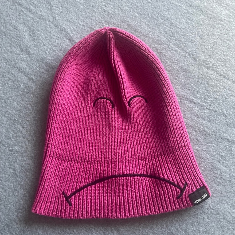 GAP Pink Knit Beanie Hat with Smiley Face - Picture 3 of 6